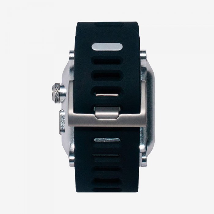 Чехол-ремешок для Apple Watch - LunaTik EPIK 2 серебристый поликарбонат + черный силиконовый ремешок Чехол-ремешок для Apple Watch - LunaTik EPIK 2 серебристый поликарбонат + черный силиконовый ремешок