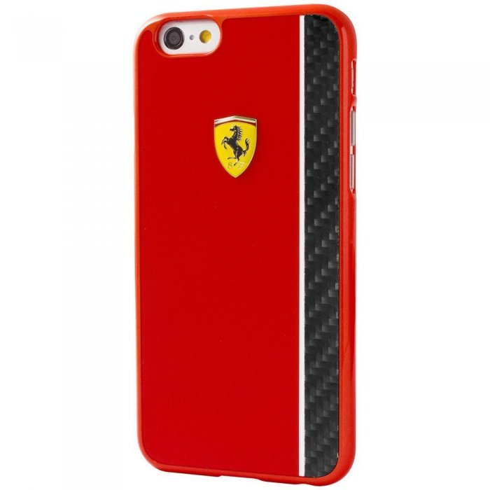 Чехол-накладка для Apple iPhone 6/6S - Ferrari Scuderia Carbon Fiber Plate красный