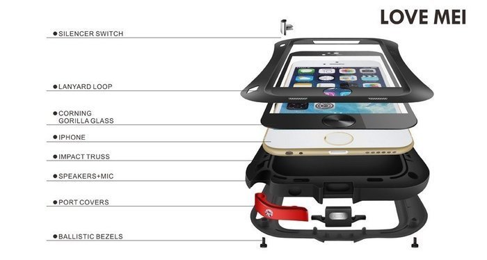 Чехол спорт и экстрим для Apple iPhone 6 - Love Mei Powerful серебристый Чехол спорт и экстрим для Apple iPhone 6 - Love Mei Powerful серебристый