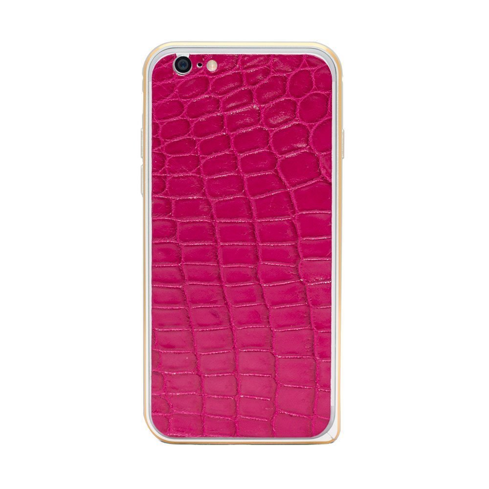 Наклейка для Apple iPhone 6/6S - кожа крокодила, розовая