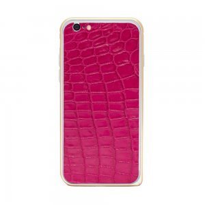 Наклейка для Apple iPhone 6/6S - кожа крокодила, розовая