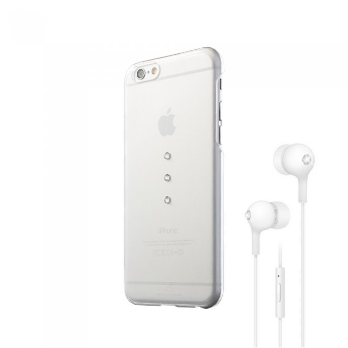 Набор чехол-накладка + гарнитура для Apple iPhone 6 - White Diamonds Bundle прозрачный