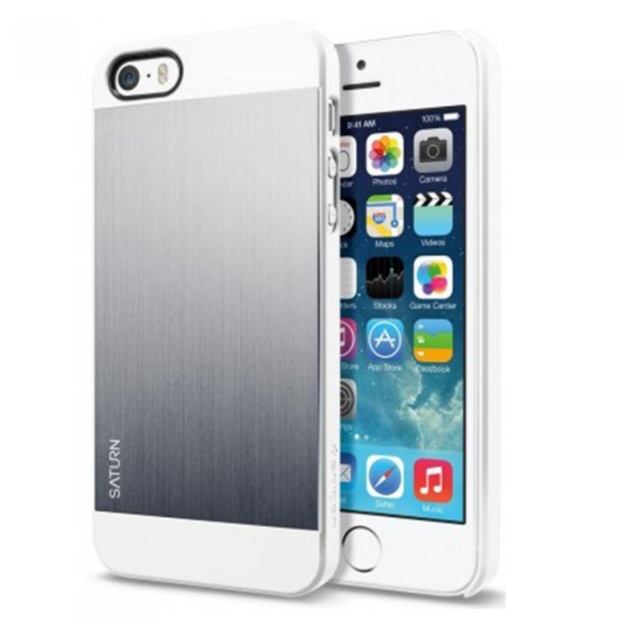 Защитный чехол SGP Saturn серебристый + белый для iPhone 5/5S/SE