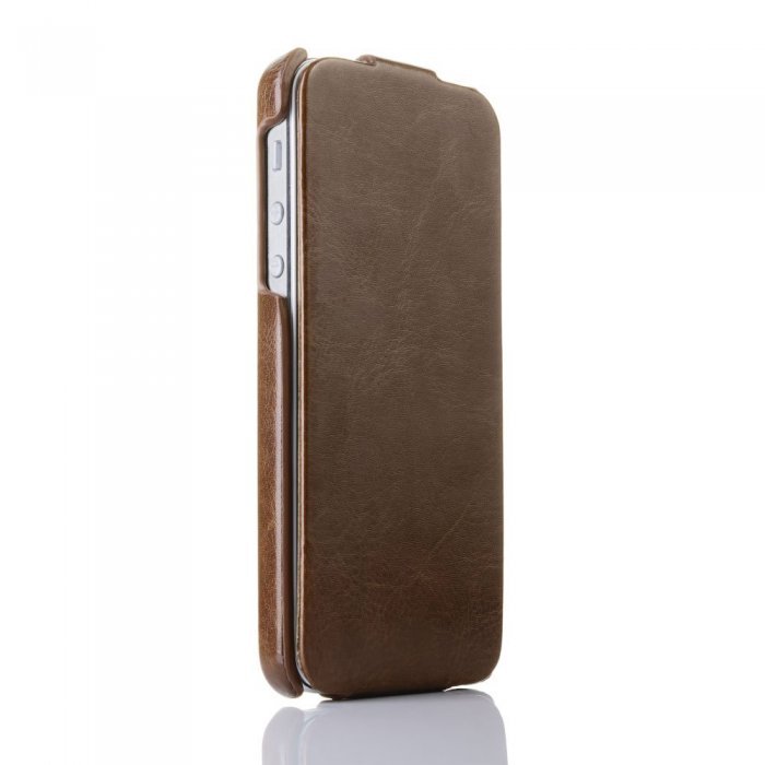 Флип чехол New Case Flip коричневый для iPhone 5/5S/SE