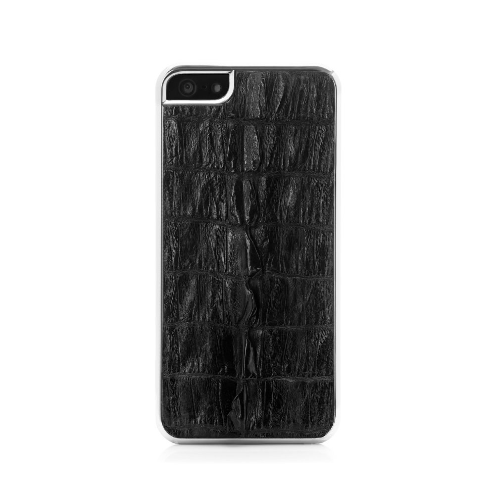 Чехол из натуральной кожи крокодила I-Idea Animal Skins черный для iPhone 5/5S/SE