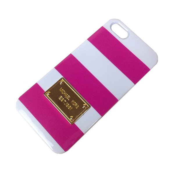 Чехол-накладка для Apple iPhone 5/5S - Michael Kors Design Lines белый + розовый