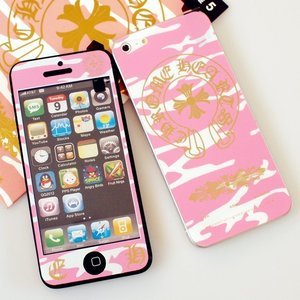 Наклейка для Apple iPhone 5/5S - A+ Skin Chrome Hearts розовая
