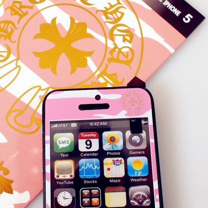 Наклейка для Apple iPhone 5/5S - A+ Skin Chrome Hearts розовая Наклейка для Apple iPhone 5/5S - A+ Skin Chrome Hearts розовая