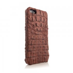 Чехол из натуральной кожи крокодила I-Idea Animal Skins коричневый для iPhone 5/5S/SE