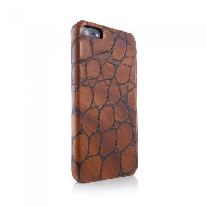 Чехол из натуральной кожи ящерицы I-Idea Animal Skins коричневый для iPhone 5/5S/SE