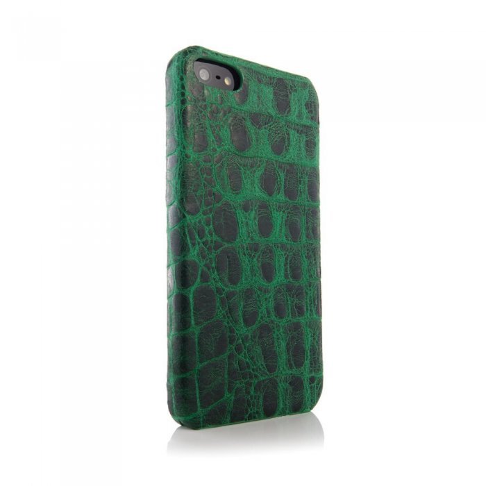 Чехол из натуральной кожи ящерицы I-Idea Animal Skins зеленый для iPhone 5/5S/SE