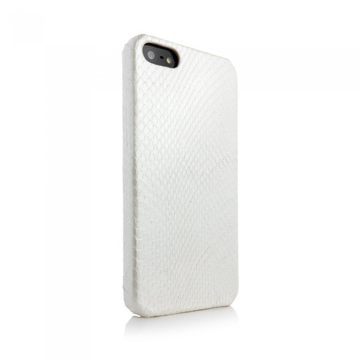 Чехол из натуральной кожи змеи I-Idea Animal Skins белый для iPhone 5/5S/SE