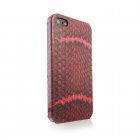 Чехол из натуральной кожи змеи I-Idea Animal Skins красный для iPhone 5/5S/SE