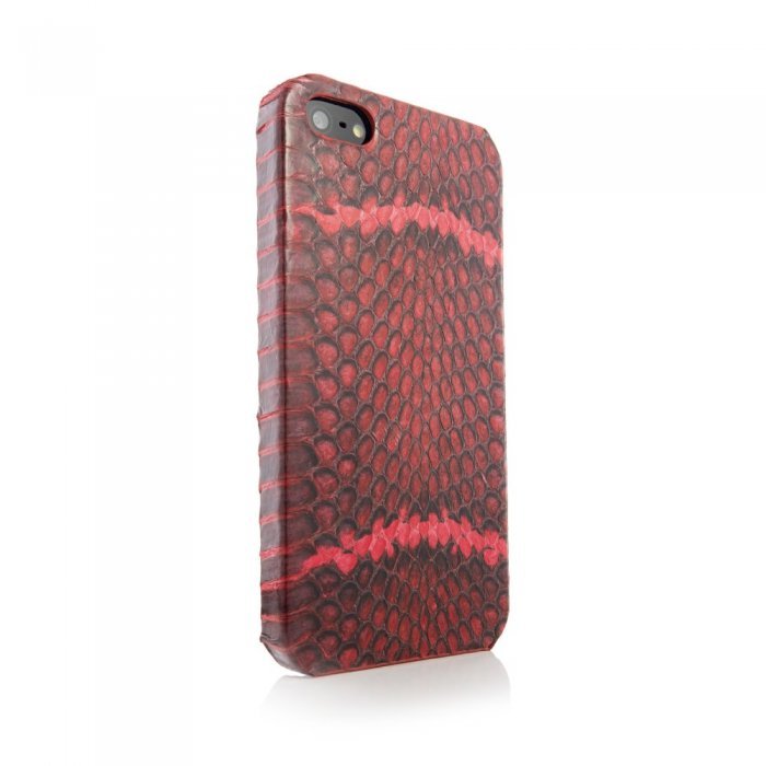 Чехол из натуральной кожи змеи I-Idea Animal Skins красный для iPhone 5/5S/SE