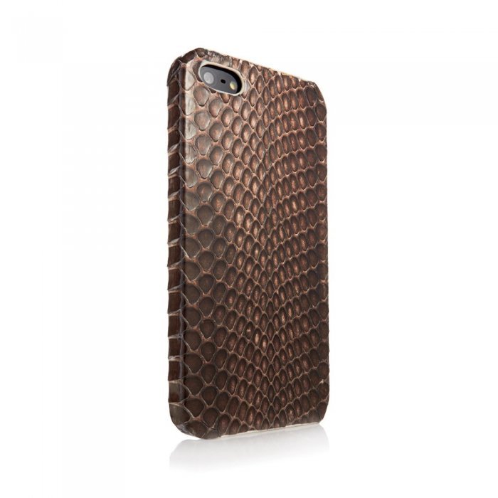 Чехол из натуральной кожи змеи I-Idea Animal Skins коричневый для iPhone 5/5S/SE