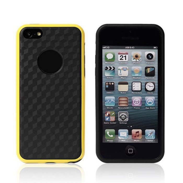 Силиконовый чехол New Case Cube желтый + черный для iPhone 5C