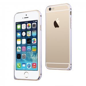 Металлический бампер USAMS Arco белый + золотой для iPhone 6/6S