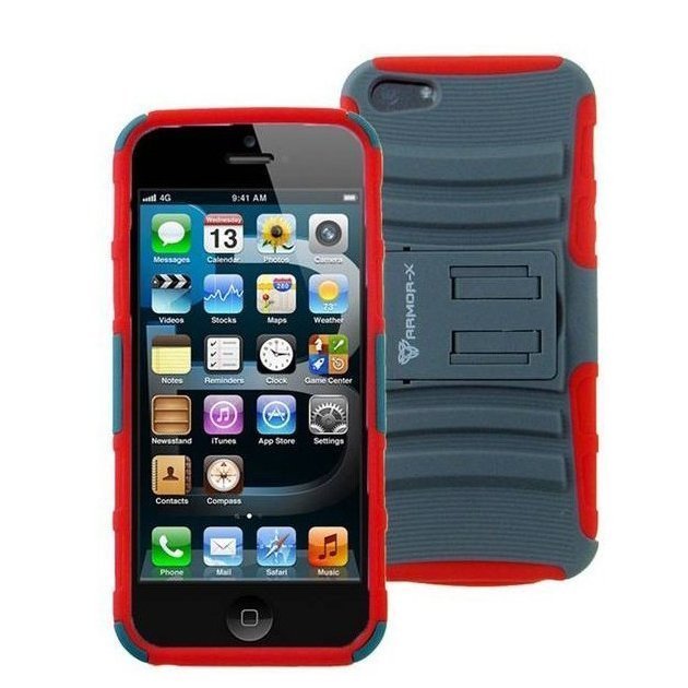 Чехол спорт и экстрим для Apple iPhone 5/5S - Armor-X Action Shell Series красный + серый
