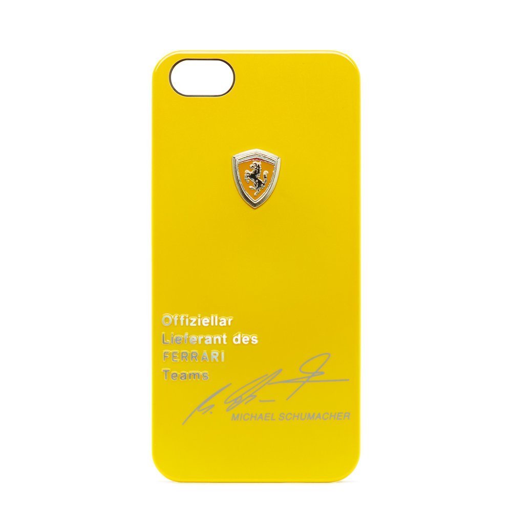 Чехол с рисунком Ferrari Design Michael Schumacher желтый для iPhone 5/5S/SE