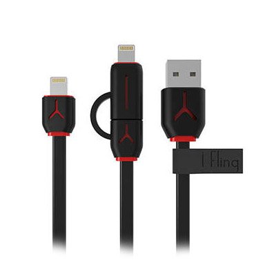 Кабель Lightning/Micro-USB - iBacks Speeder черный + красный