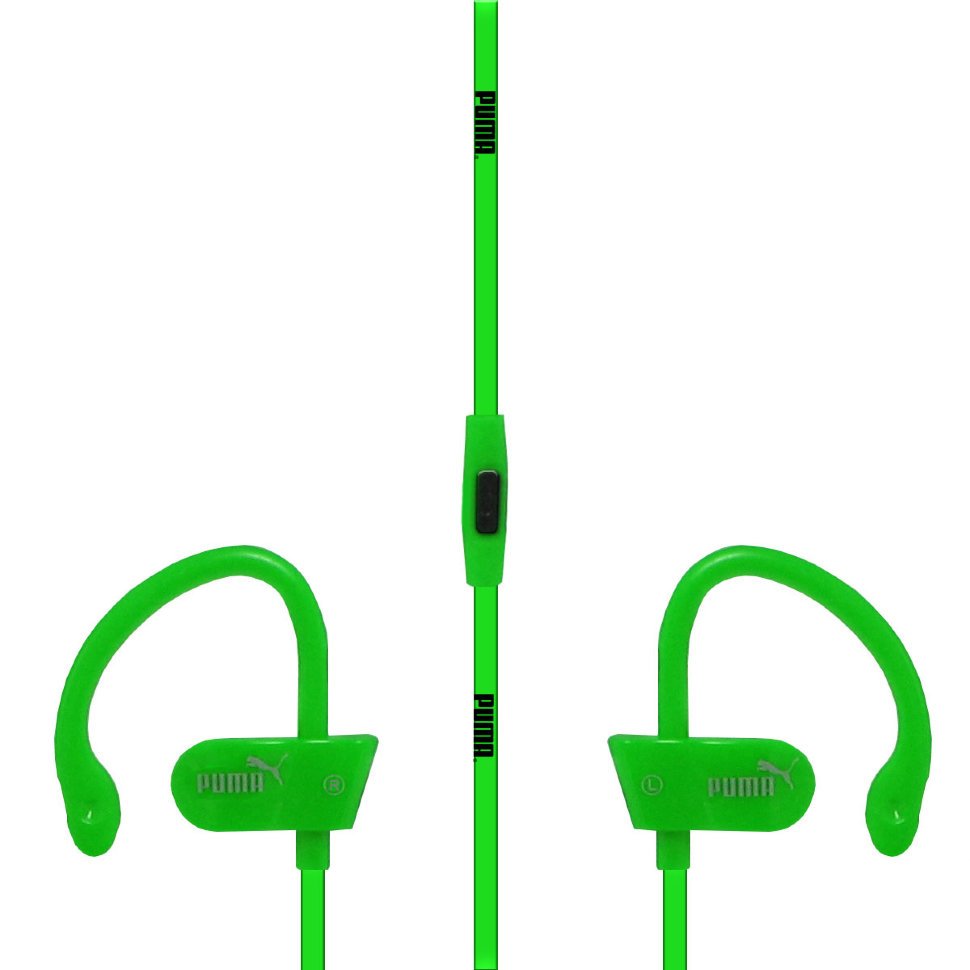 Наушники Puma Sport с микрофоном, зеленые