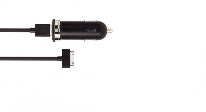 Автомобильное зарядное устройство Moshi Revolt 2.1 A, черное + 30-pin кабель в комплекте