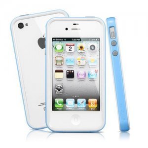 Чехол-бампер для Apple iPhone 4/4S - SGP Neo Hybrid 2S Snow голубой