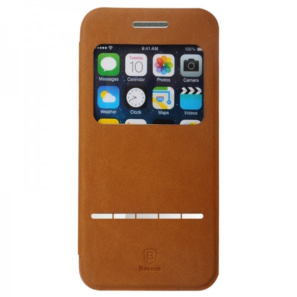 Кожаный чехол (книжка) Baseus Terse коричневый для iPhone 6/6S