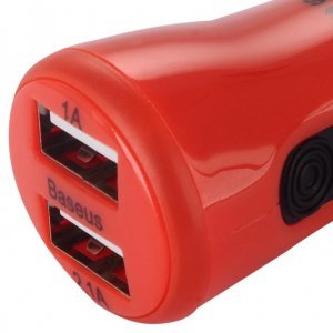 Автомобильное зарядное устройство Baseus Tiny-color 2 USB красное