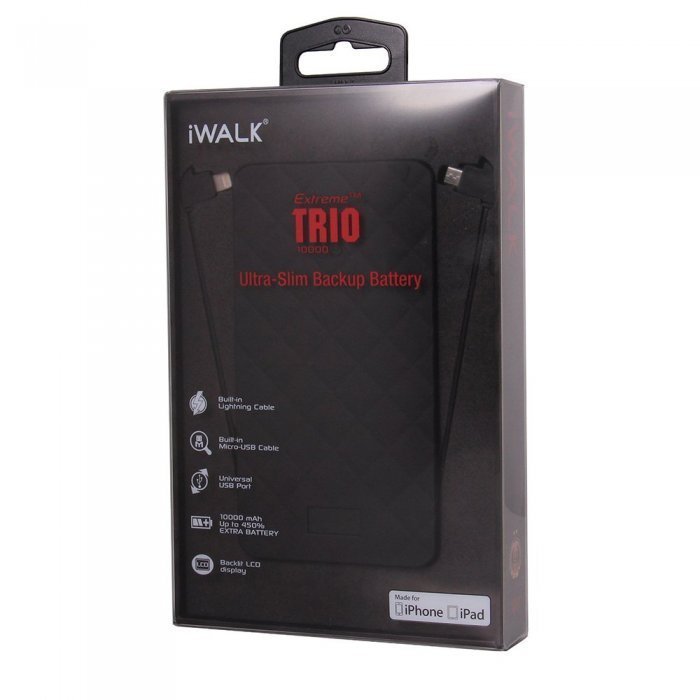 Внешний аккумулятор iWalk Extreme Trio 10,000mAh черный Внешний аккумулятор iWalk Extreme Trio 10,000mAh черный