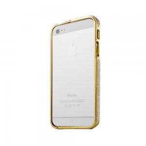 Чехол-бампер для Apple iPhone 5/5S - NewSH Swarovski design Diamond Aluminum золотистый