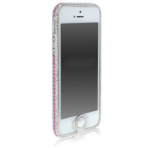 Чехол-бампер для Apple iPhone 5/5S - NewSH Zink Hidden button серебристый + розовый
