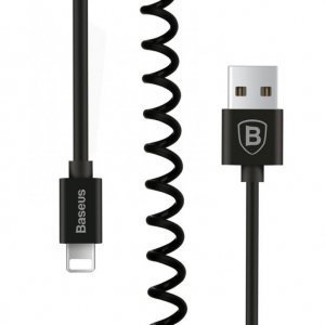 Кабель спиральный Baseus Elastic Lightning черный для iPad, iPhone, iPod