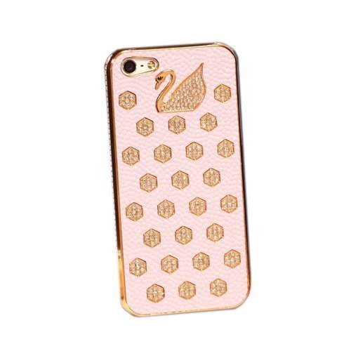 Чехол-накладка для Apple iPhone 5/5S - NewSH Swarovski Swan розовый