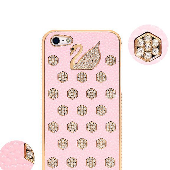 Чехол-накладка для Apple iPhone 5/5S - NewSH Swarovski Swan розовый Чехол-накладка для Apple iPhone 5/5S - NewSH Swarovski Swan розовый