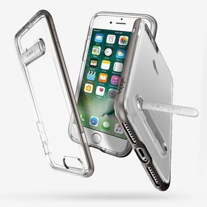 Чехол с подставкой Spigen Crystal Hybrid прозрачный + серый для iPhone 8 Plus/7 Plus