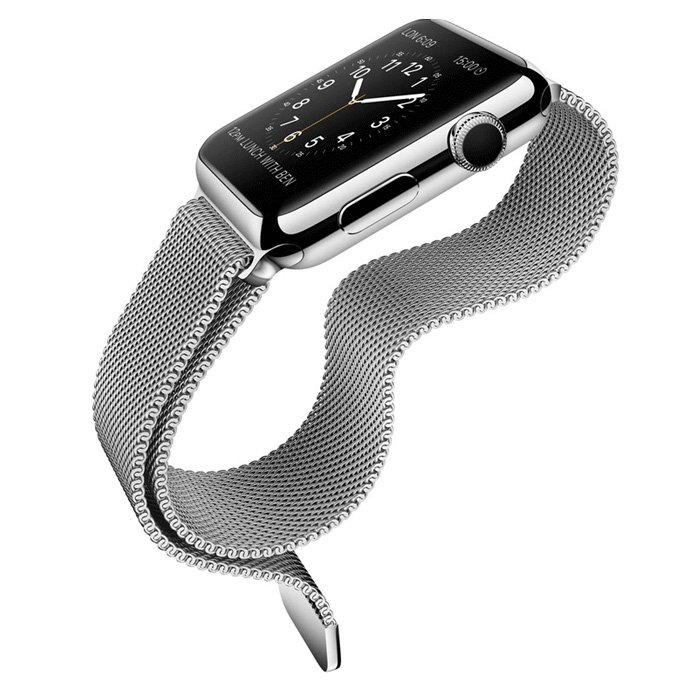 Ремінець для Apple Watch 42/44 мм - iBacks Milanese Stainlesse Steel сріблястий