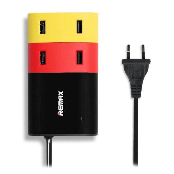 Мережевий зарядний пристрій Remax USB-Hub 6.2A, 4USB, чорний