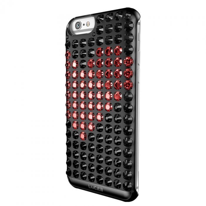 Чехол со стразами Lucien Elements Hearts красный + черный для iPhone 6/6S