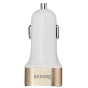Автомобільний зарядний пристрій Baseus Smart voyage 2 USB, 2.4 Amp, золотистий + білий