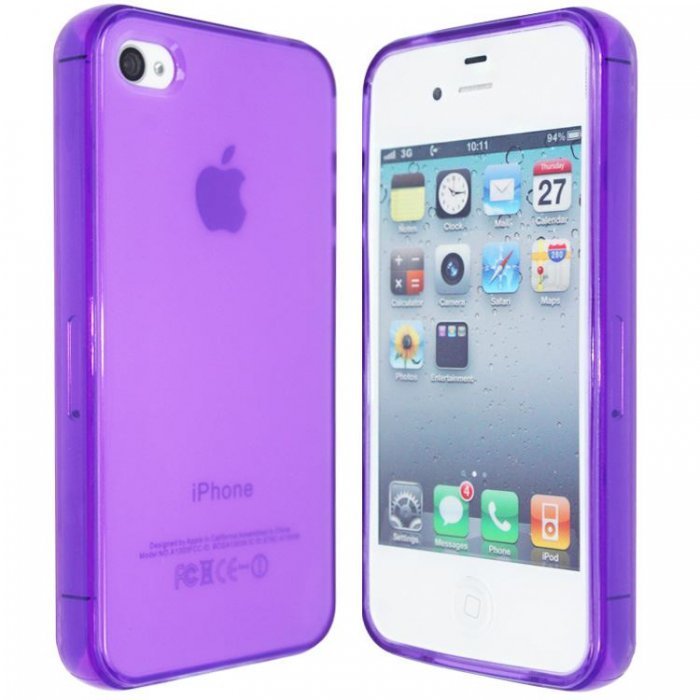 Чехол-накладка для Apple iPhone 4/4S - Silicon Case Translucent фиолетовый