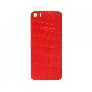 Наклейка на iPhone 5/5S - кожа крокодила, красная