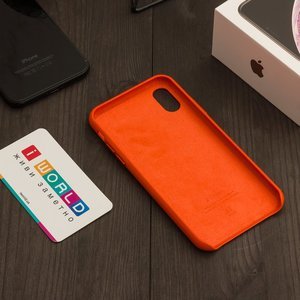Кожаный чехол оранжевый для iPhone X