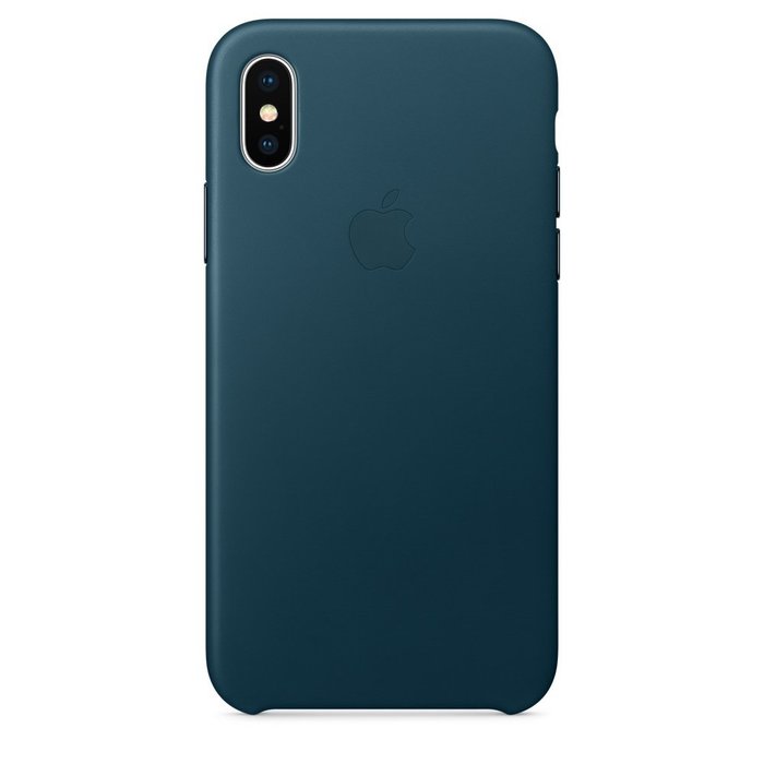 Кожаный чехол темно-синий для iPhone X