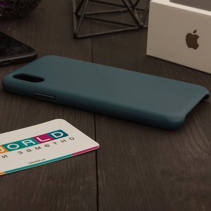 Кожаный чехол темно-синий для iPhone X