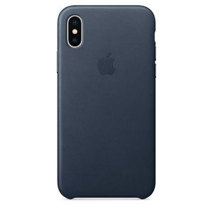 Кожаный чехол синий для iPhone X