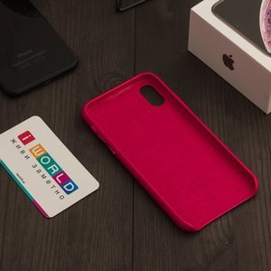 Кожаный чехол ярко-розовый для iPhone X