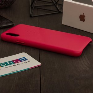 Кожаный чехол ярко-розовый для iPhone X