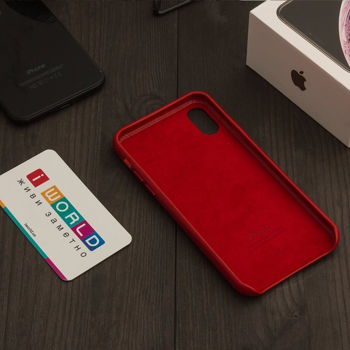 Кожаный чехол красный для iPhone X Кожаный чехол красный для iPhone X