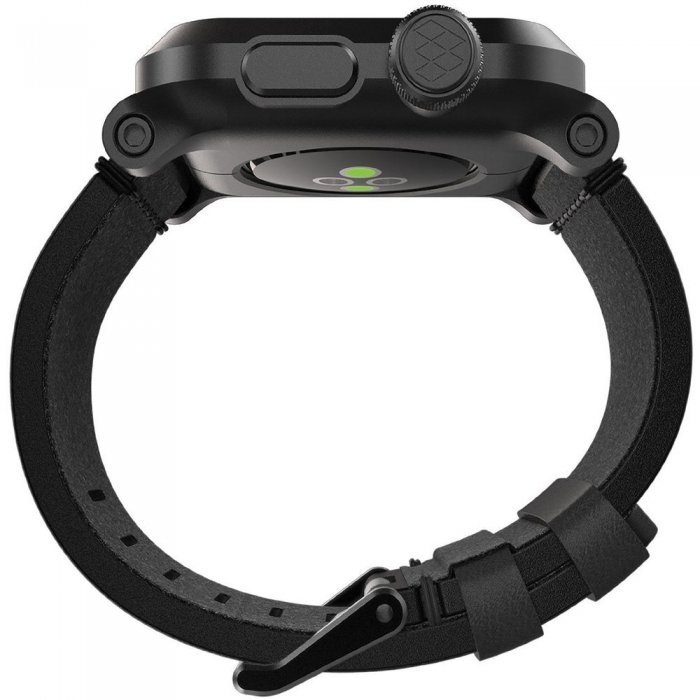 Чехол-ремешок для Apple Watch - LunaTik EPIK 2 черный поликарбонат + черный кожаный ремешок Чехол-ремешок для Apple Watch - LunaTik EPIK 2 черный поликарбонат + черный кожаный ремешок